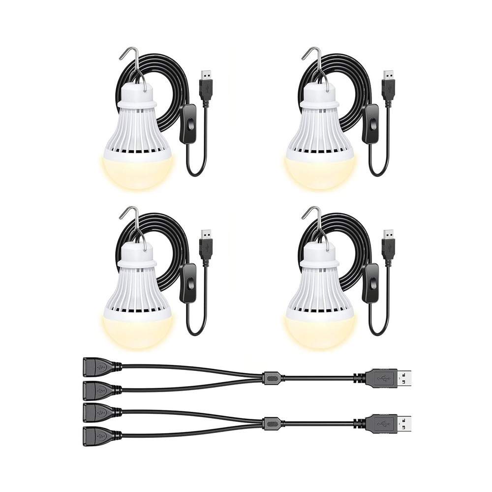 4 Pack USB Light Bulb, USB LED Camping Light Lantern, 8.2 ft Extra ... Fast Ship