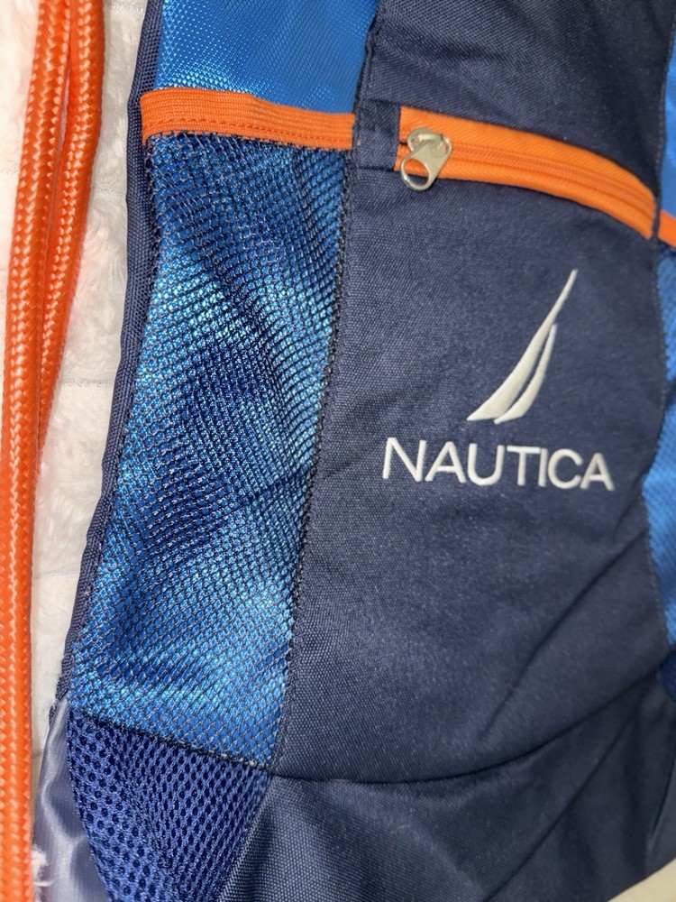 Nautica Cinch Drawstring Backpack Bag Navy Orange NWOT