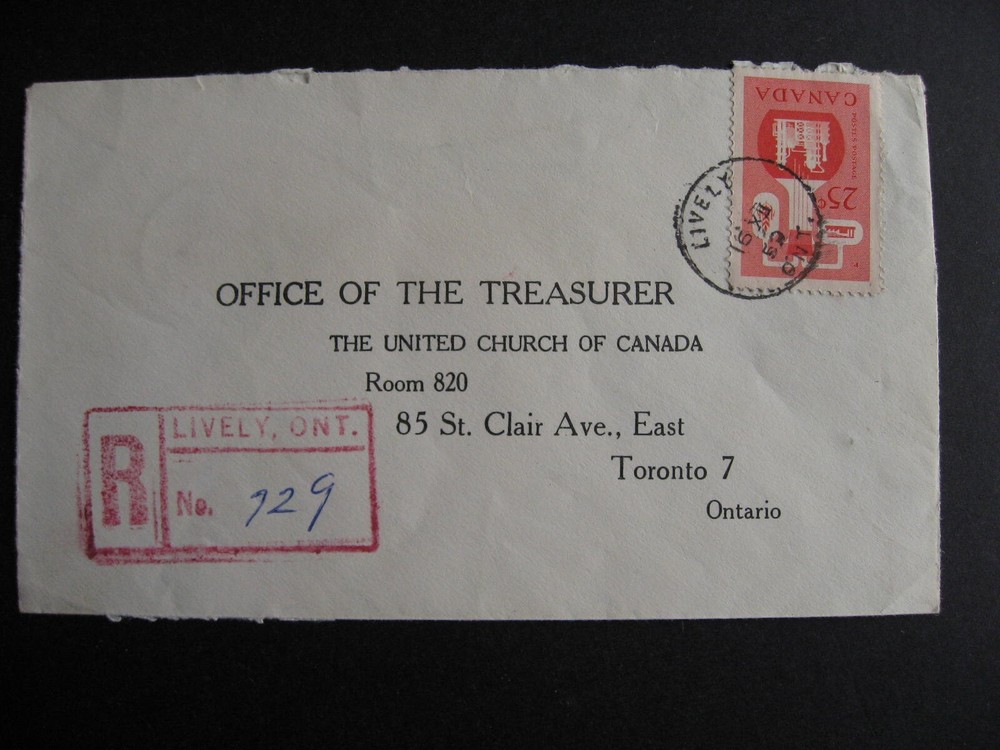 Canada registered cover Lively ON cover opened on 3 sides