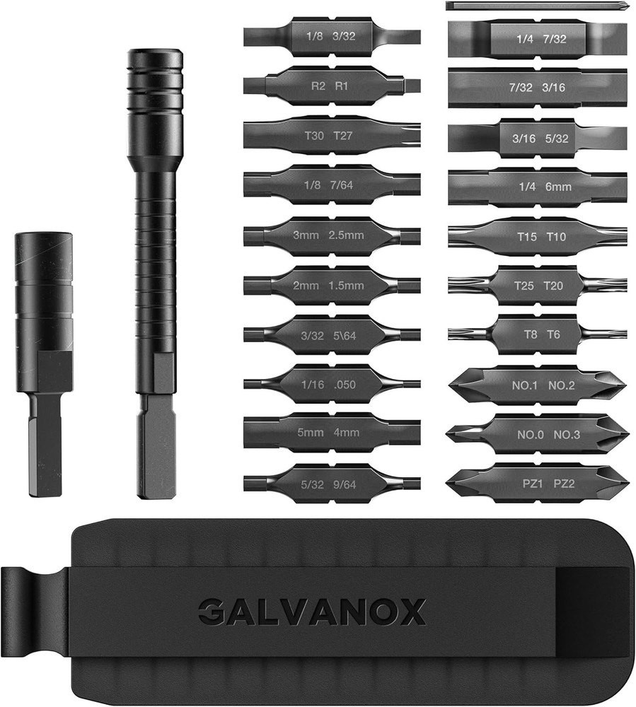Galvanox 23PC Bit Kit for Leatherman – Ratchet, Hex Adapter, Case (Black)