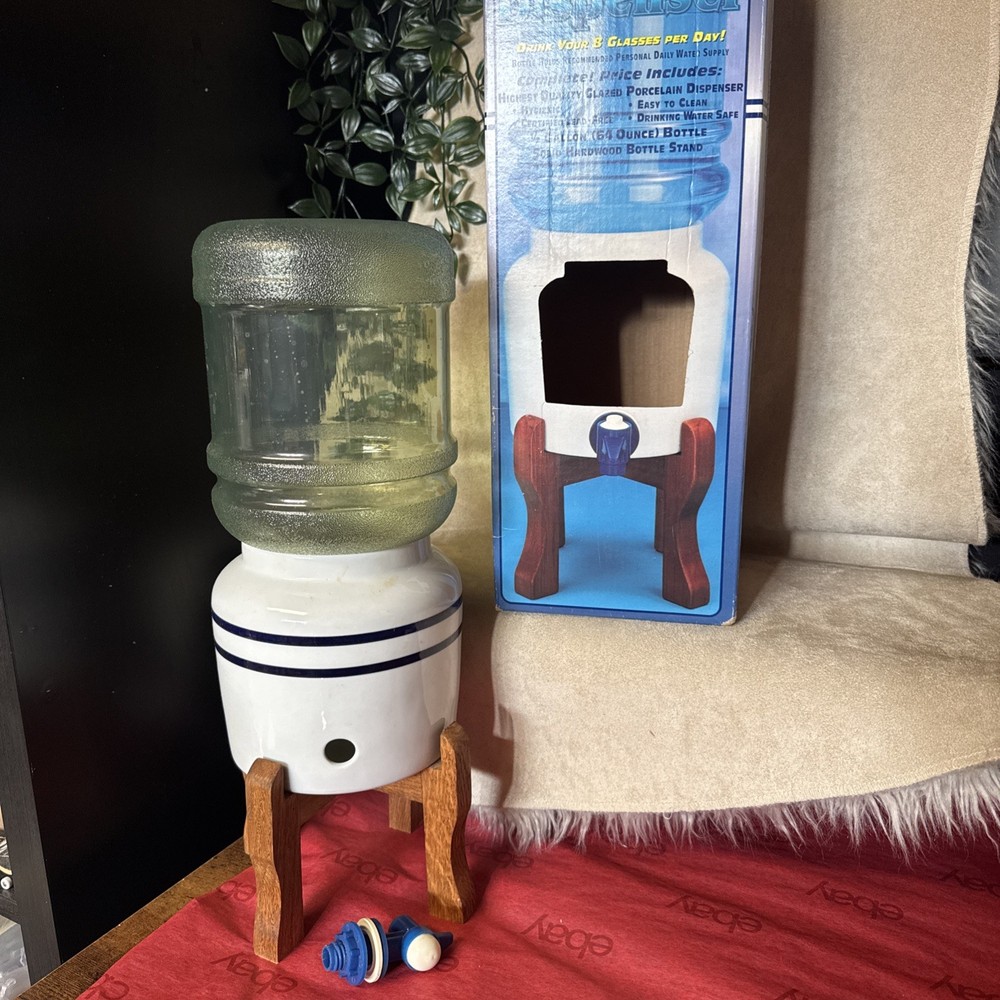 Water Crock Solid Ceramic Porcelain Dispenser 64 Oz Personal Tabletop Display