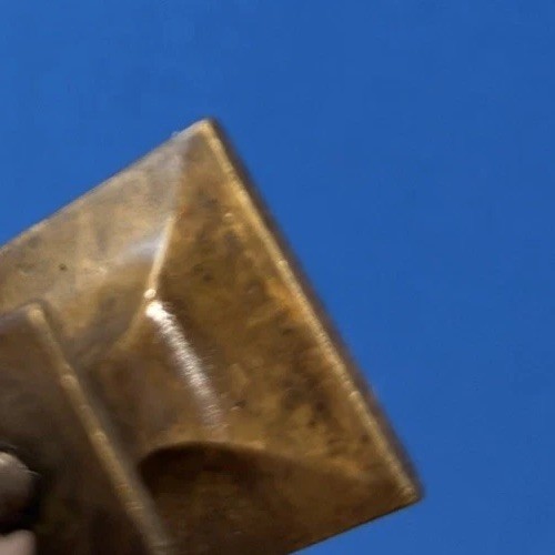 Antique/Vtg Solid Brass Mission Style Drawer Pull Square W Raised Bevel Pointed