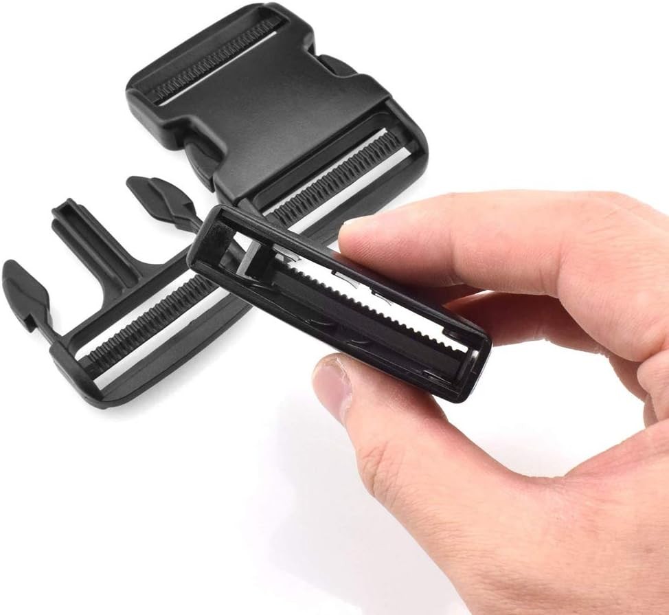 6 Pack 2 Inch Flat Dual Adjustable Plastic Side Release Buckles for...