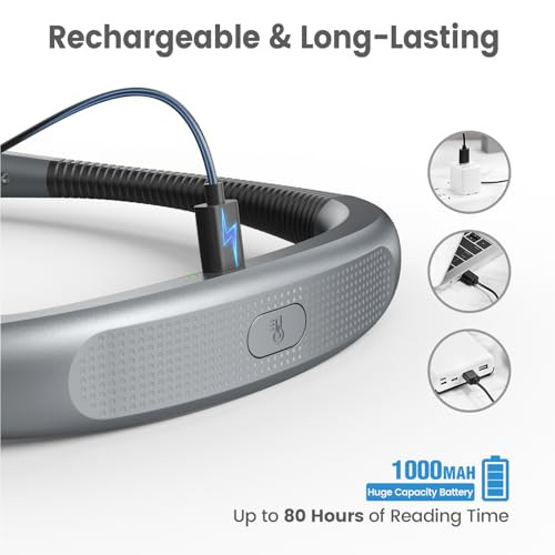 Book Light, 3-Color & 6-Brightness Reading Light, Bendable Neck Light, 80-hr