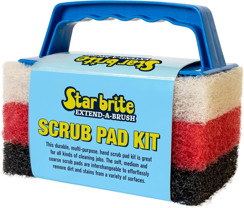 Scrub Pad Kit - 3 Different Textured Scouring Pads & Interchangeable Handle (040
