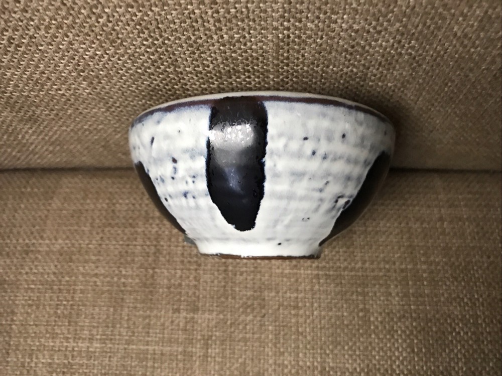 Mud Pie Home Black White Pottery Reactive Glaze Condiment Bowl