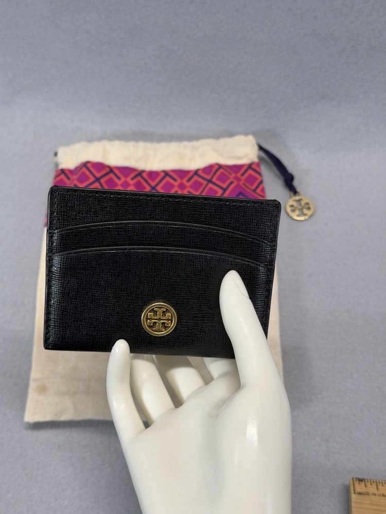 Tory Burch Robinson Leather Card Case Black
