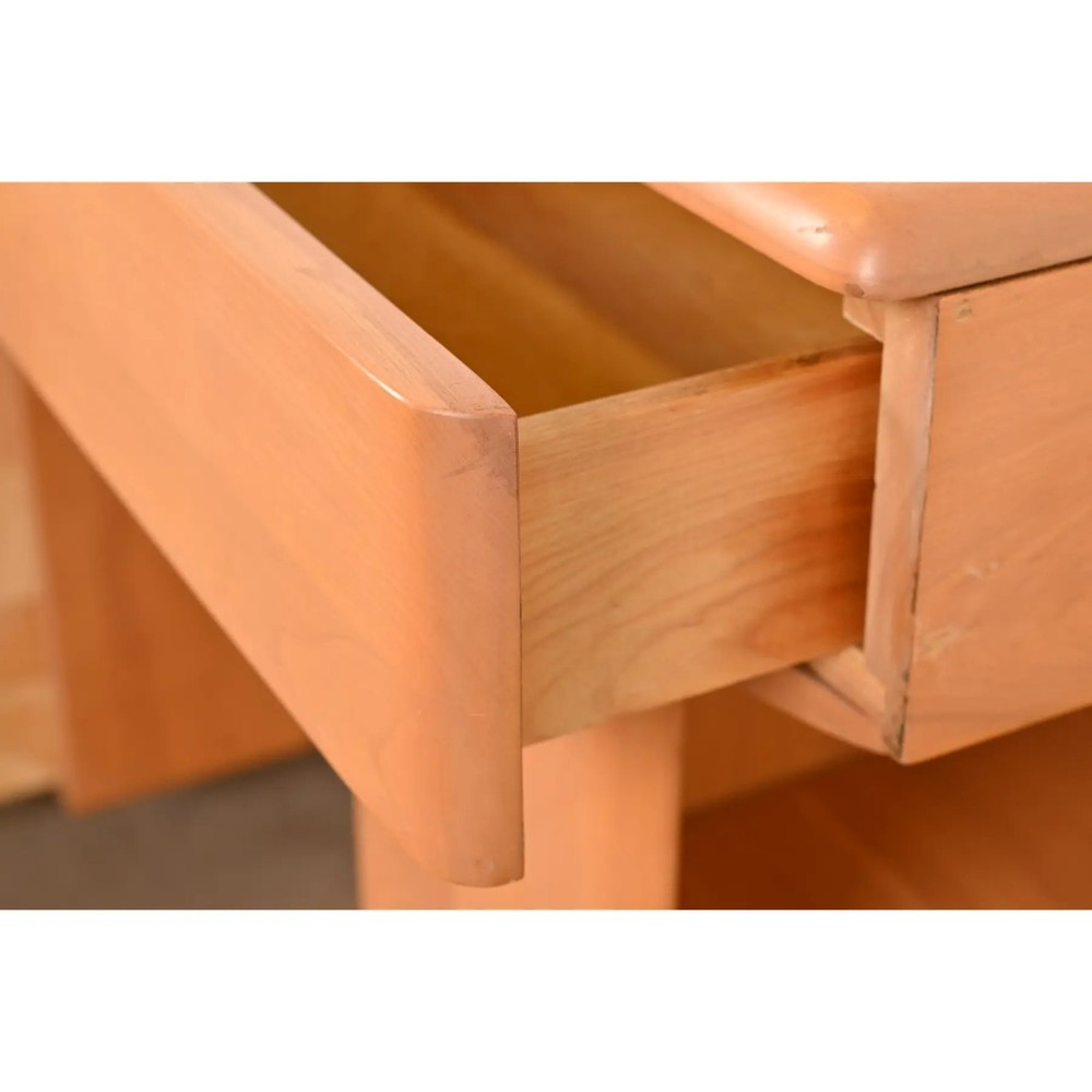Heywood Wakefield Mid-Century Modern Solid Maple Desk With Built-in Bookcase