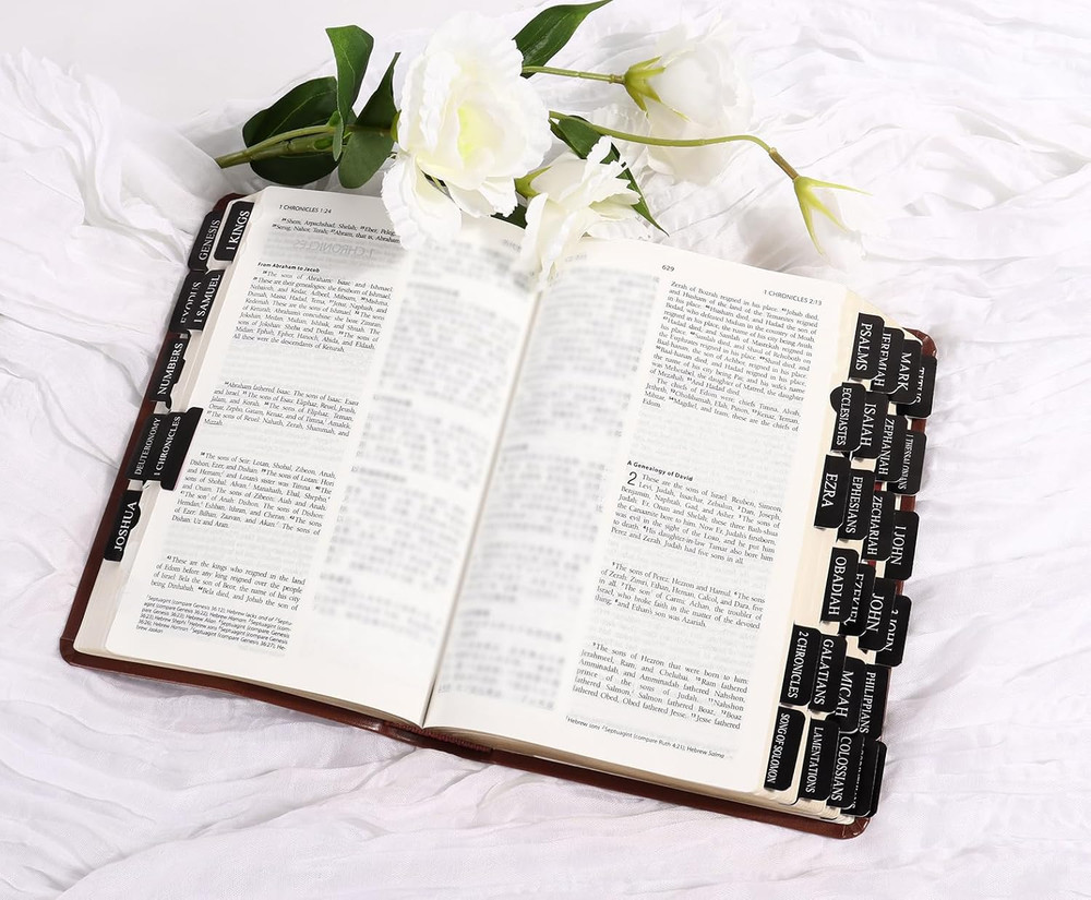 Black Bible Tabs for Men - Paper Index Tabs for Scripture Study & Chapter Marker