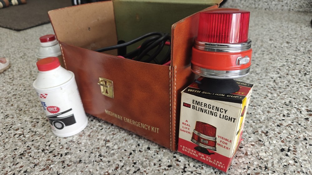Vintage Emergency Highway Kit W Leather Case