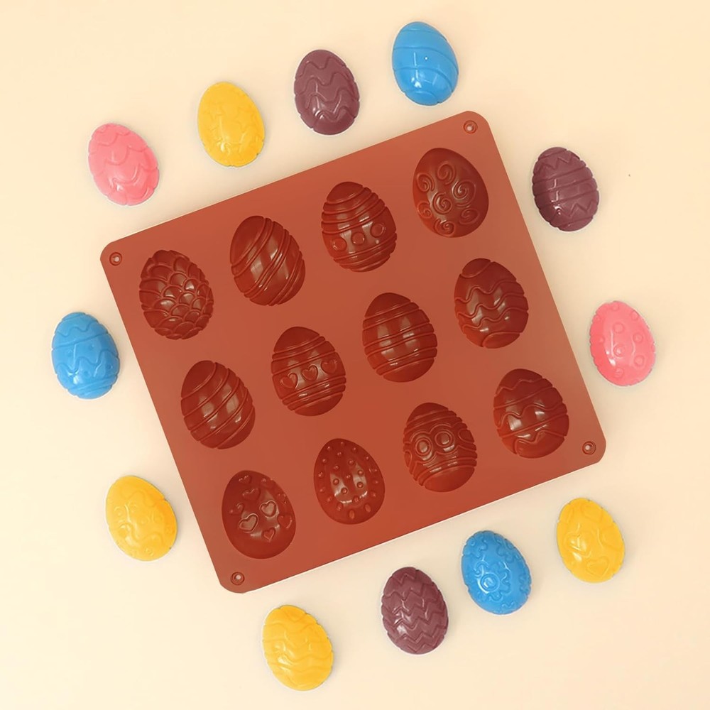 Easter Egg Chocolate Molds 3pcs Silicone Easter Candy Molds 12 Design Egg Candy
