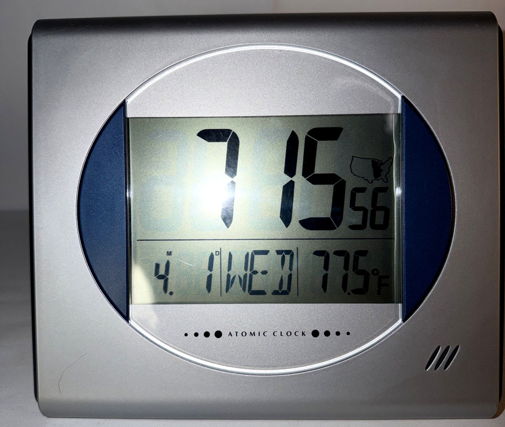 5 in 1 Large LCD Atomic Clock MCM style