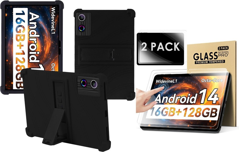 Case for UGRIHACH A7 Android 14 Tablet 11'' Soft Silicone/Glass Screen Protector
