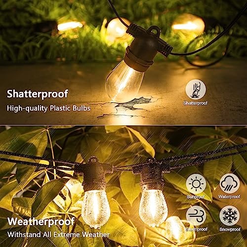 S14 Solar String Lights Outdoor with Remote Controller, Solar Powered 48FT
