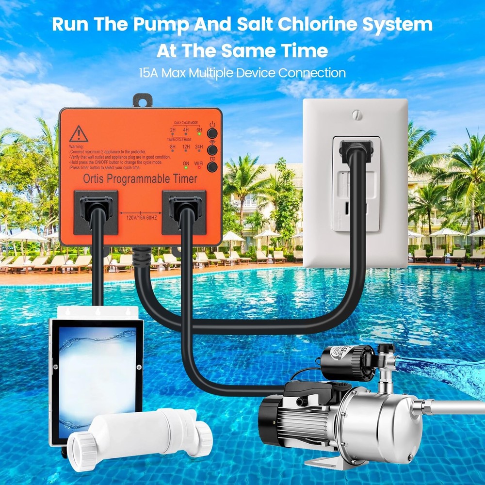 WiFi Above Ground Pool Timer Switch, Ortis Smart with Orange