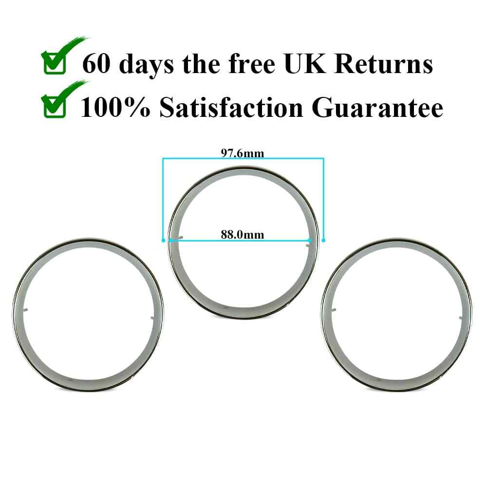 3x Binnacle Gauge Chrome Bezel Ring for Mini Dash Speedo Clock Cluster Surround