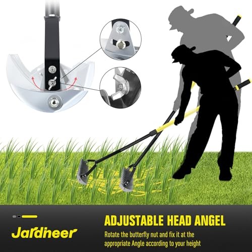 Thatch Rake for Lawns, 61.4" Long Handle Manual Dethatcher with Adjustable