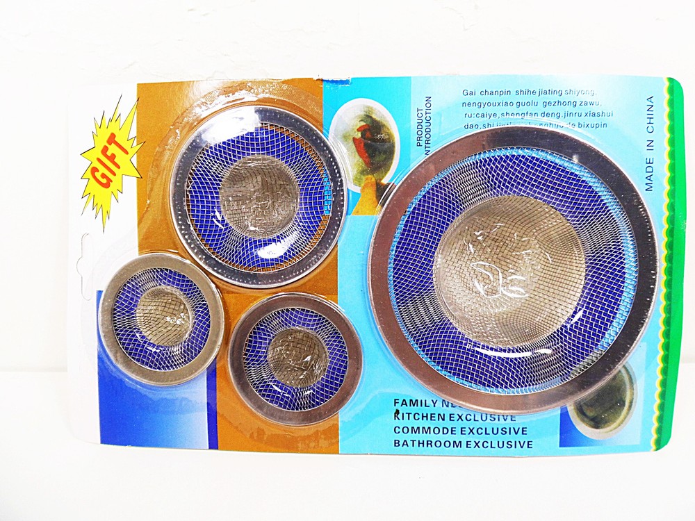 4 pc Steel Mesh Sink Drain Strainers Bath Kitchen Sinks Strainer Basket Baskets