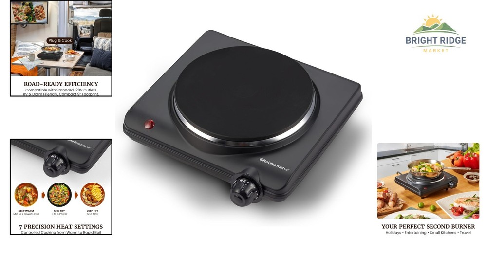 Efficient 1000W Portable Cooktop with Power Indicator and Temperature Settings