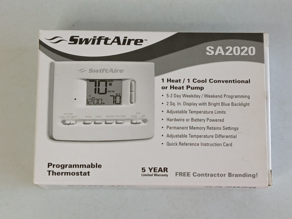 SWIFTAIRE Programmable Thermostat SA2020 New Open Box
