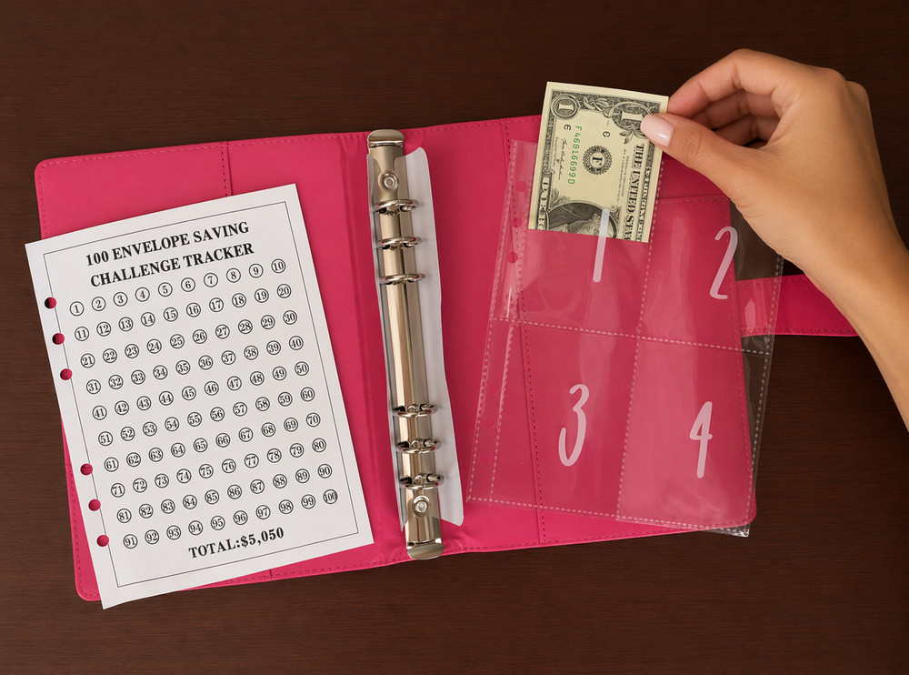 100 Envelope Savings Challenge Binder Budget Planner Cash Envelopes