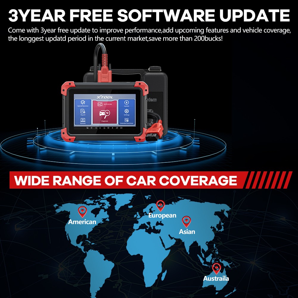 XTOOL D7 OBD2 Full System Diagnostic Scanner Bi-Directional Tool Key Programmer