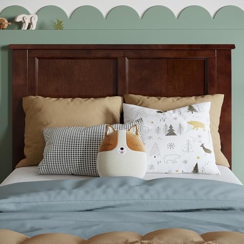 , Madison Solid Wood Panel Headboard with Attachable Charger Twin Walnut