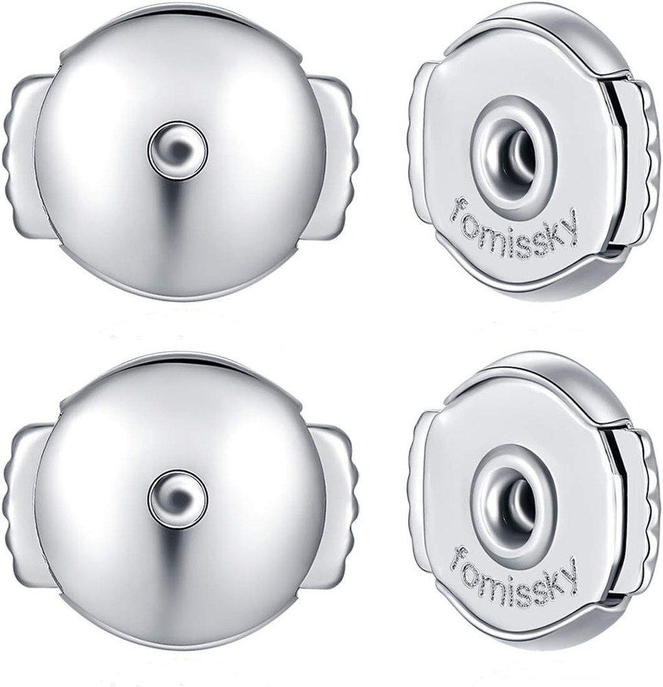 Locking Earring Backs for Studs, 2 Pairs Secure Spring Earing Backs Replacements