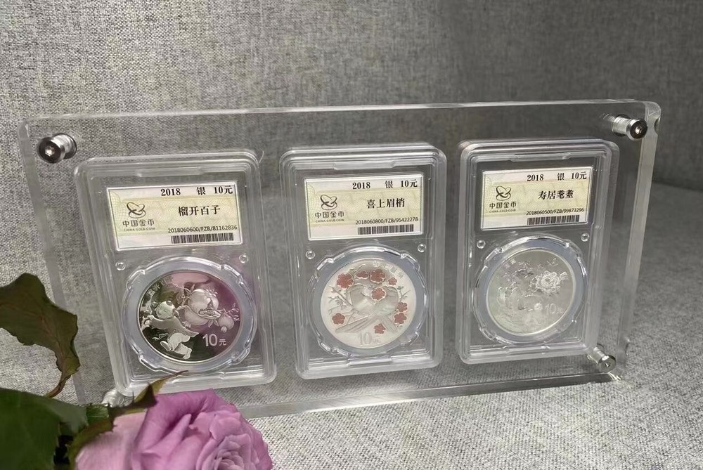 3 Grids ANACS/NGC/PCGS Acrylic Display Frame Protector Case w Integrated Stand