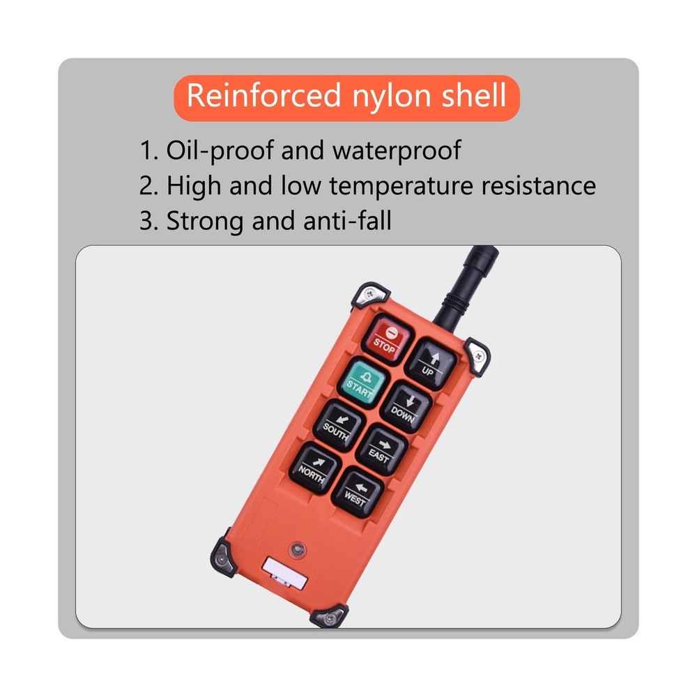 Industrial Wireless Crane Remote Control kit F21-E1B 8 Button 12v 24v Electri...