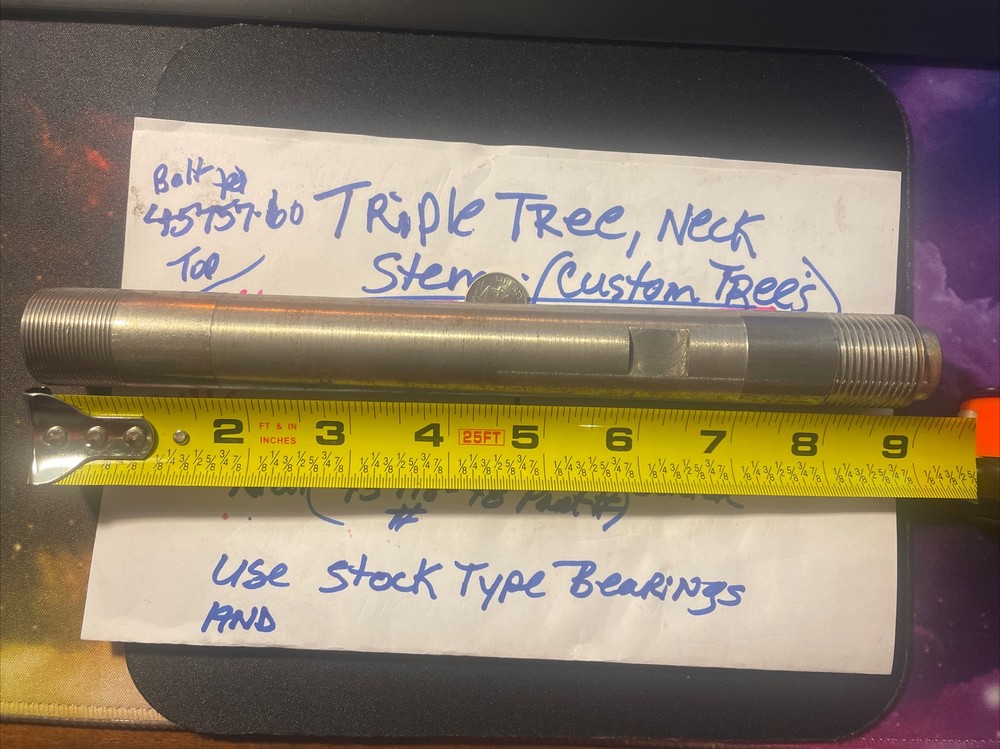 TRIPLE TREE NECK STEM STOCK 1"x9" HARLEY DAVIDSON CUSTOM