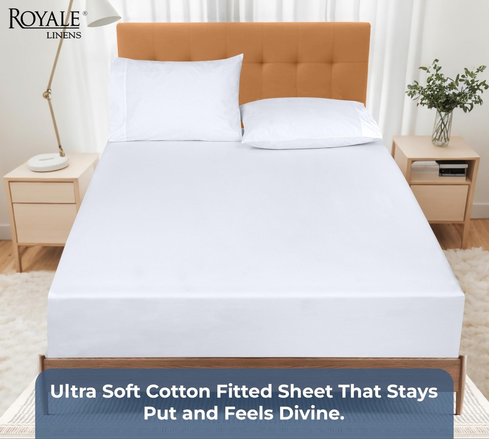 100% Organic Cotton Fitted Sheet - Percale Weave - Super Soft Deep Pocket Bot...