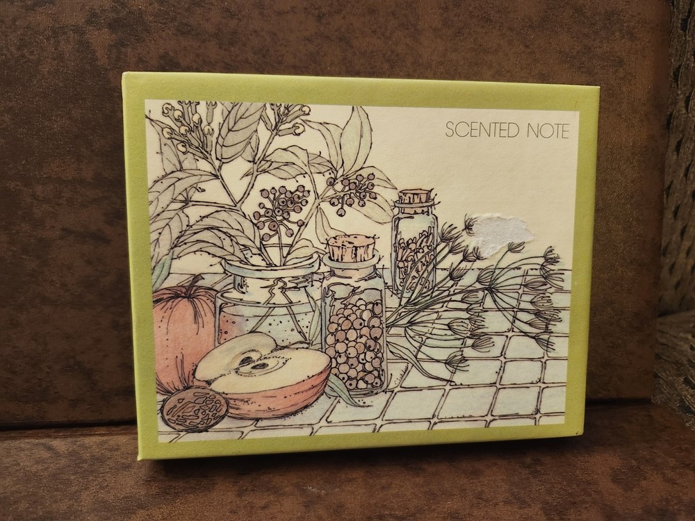 HALLMARK Vintage SCENTED NOTES Fruit & Herbs 1970 Nine Notes & Envelopes