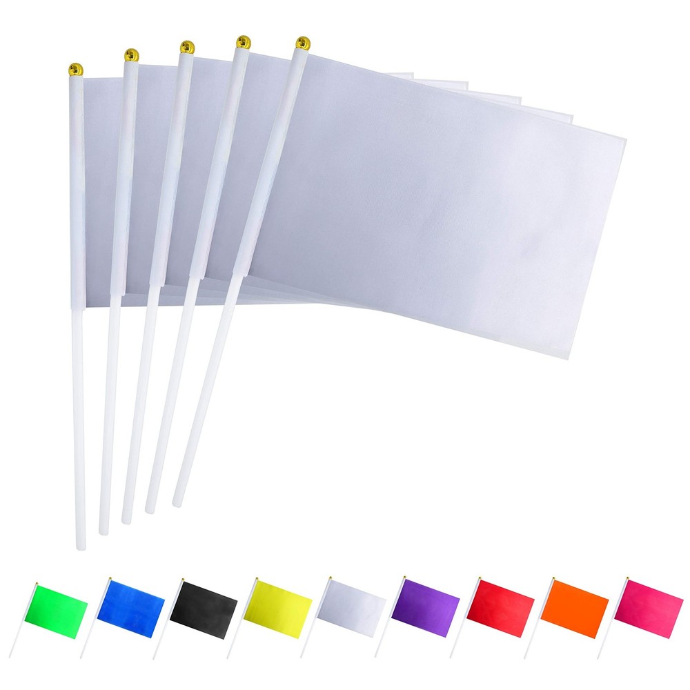 Consummate 25 Pack Solid White Blank Flag Small Mini Plain White DIY Flags On...