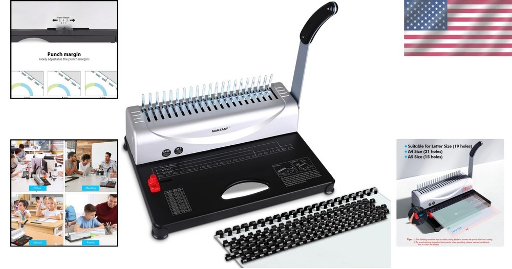 Efficient Comb Binder with 3/8'' Bindings Spines