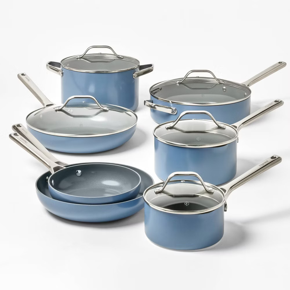 3qt Ceramic Nonstick Saucepan Blue - Figmint