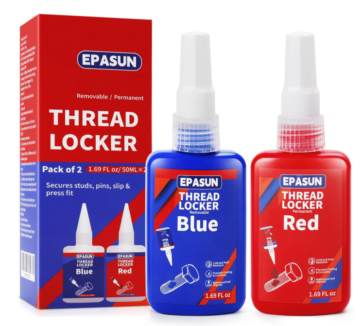 Threadlocker Blue and Red,50mlx2 Thread Lock Medium & Strong Strength Lock Tight