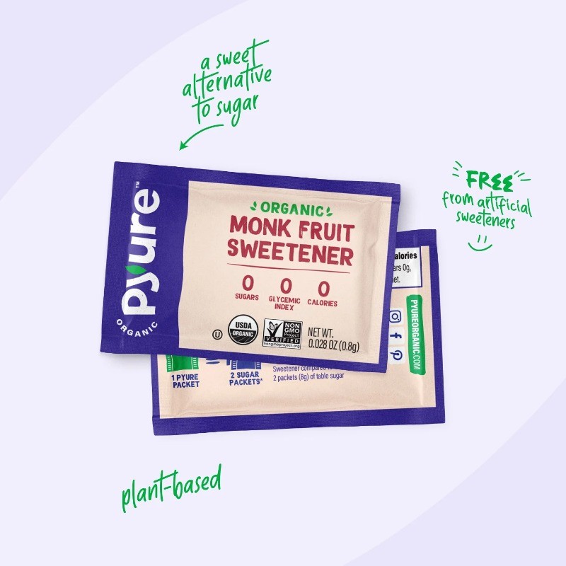 Pyure Organic Monk Fruit Blend Granular Sweetener Packets 80ct