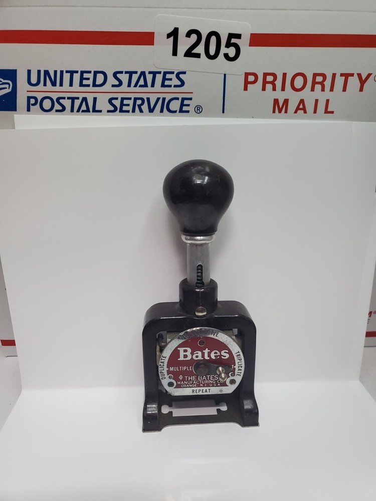 VINTAGE BATES Numbering Machine 6 Wheel Style E Stamper  NICE PIECE VINTAGE USED
