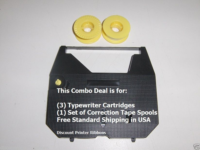 Panasonic KXWD55 3 Pack Typewriter Ribbon Cartridge + Correction Tape Value Pack