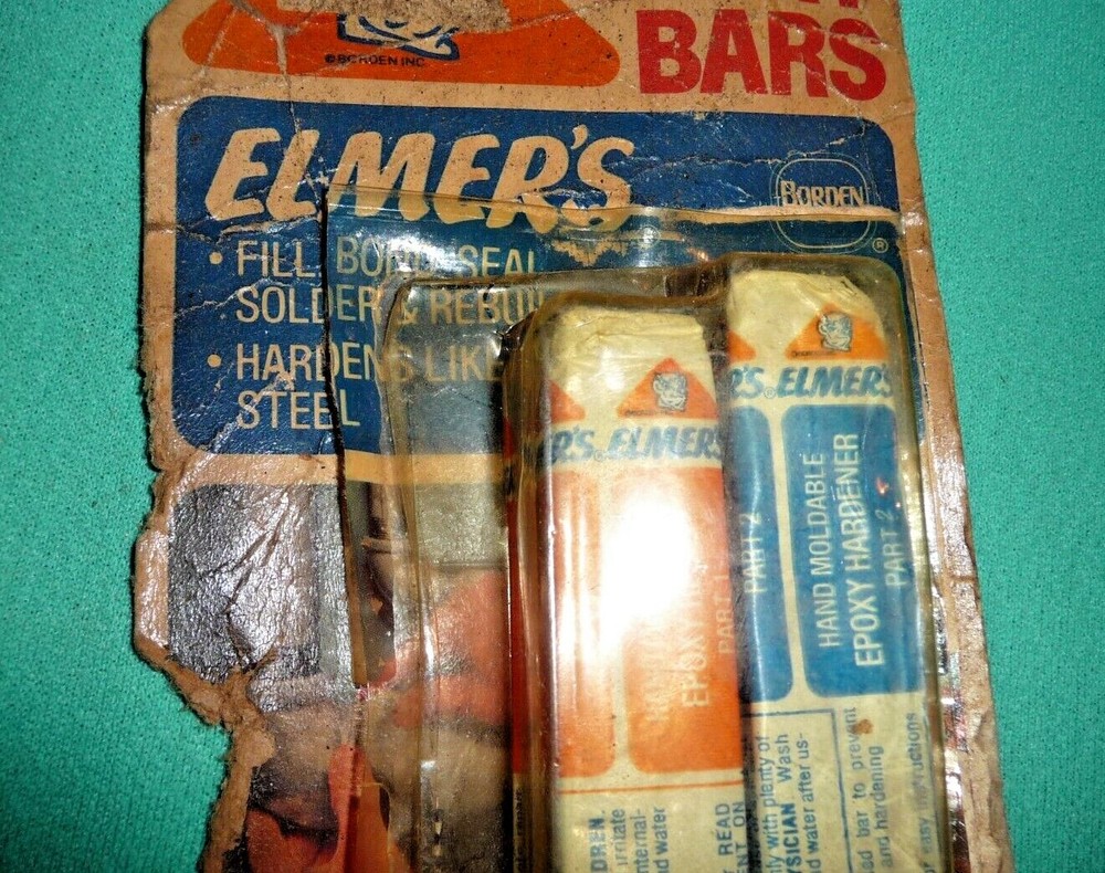 3 Vintage Elmer's Hand Moldable Epoxy Bar in Original Package 1978