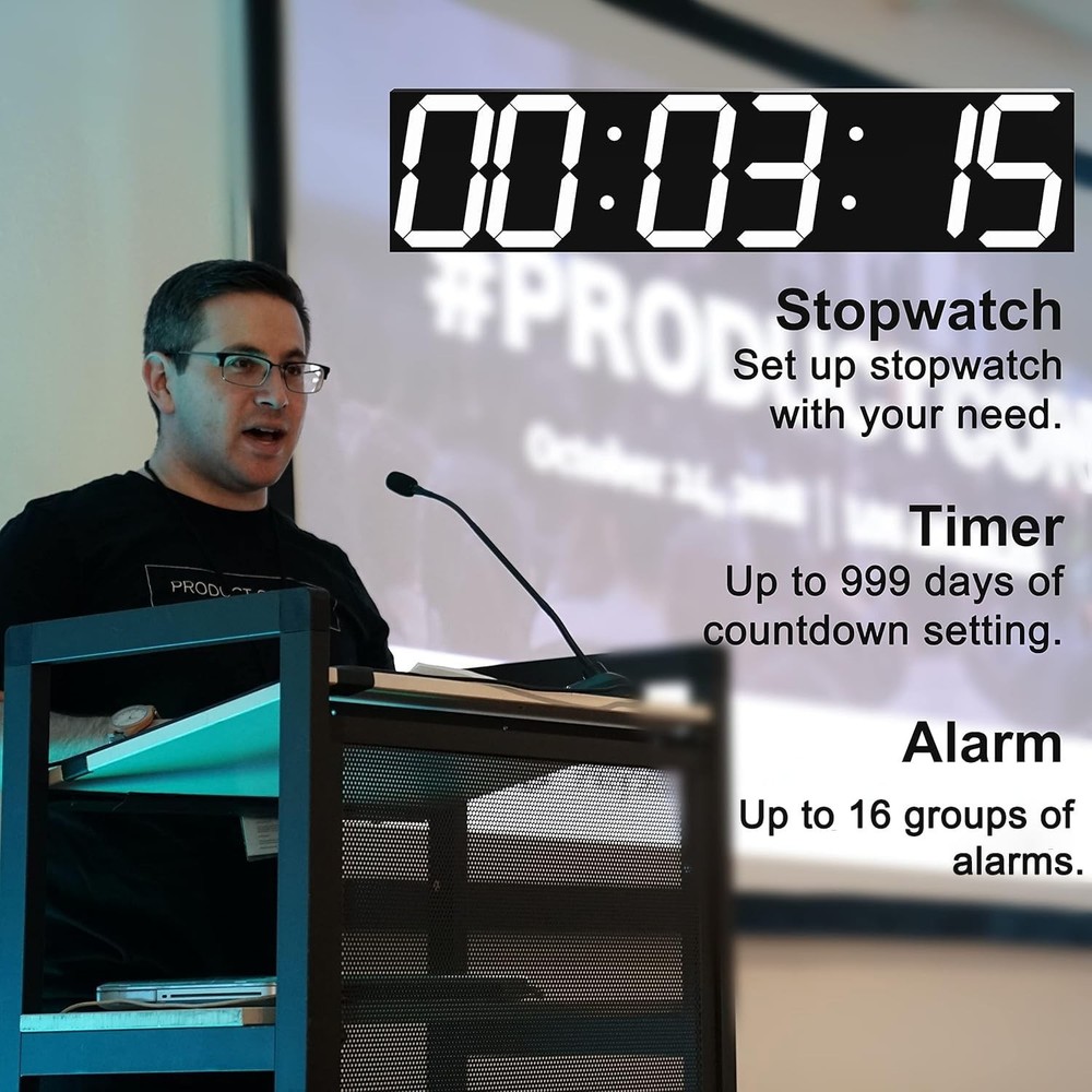 Digital Wall Clock, Oversize Led Digital Clock with Auto Dimmer, Huge Countdo...