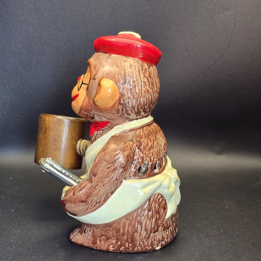 Vintage McCrory Ceramic Monkey Nut Cracker Mallet Pick Set Earthenware 7.5"