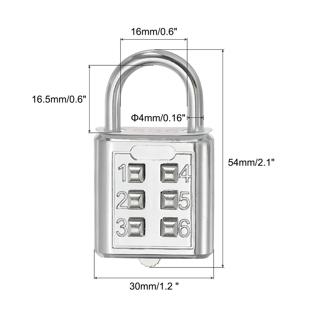 6 Digit Button Combination Padlock 2pack 3 Digit Locking Mechanism Lock Silver