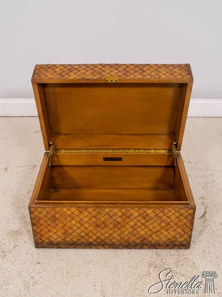 L71596: MAITLAND SMITH Woven Leather Wrapped Lidded Chest Trunk