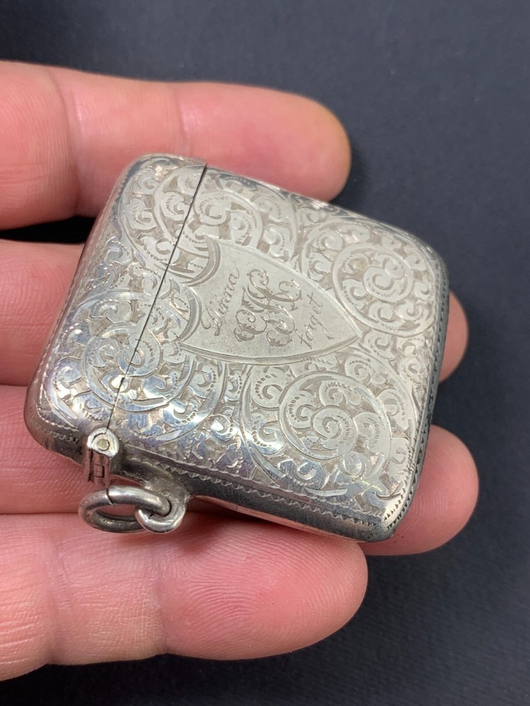 Edwardian Birmingham 1906, maker Albert Jackson silver engraved vesta case