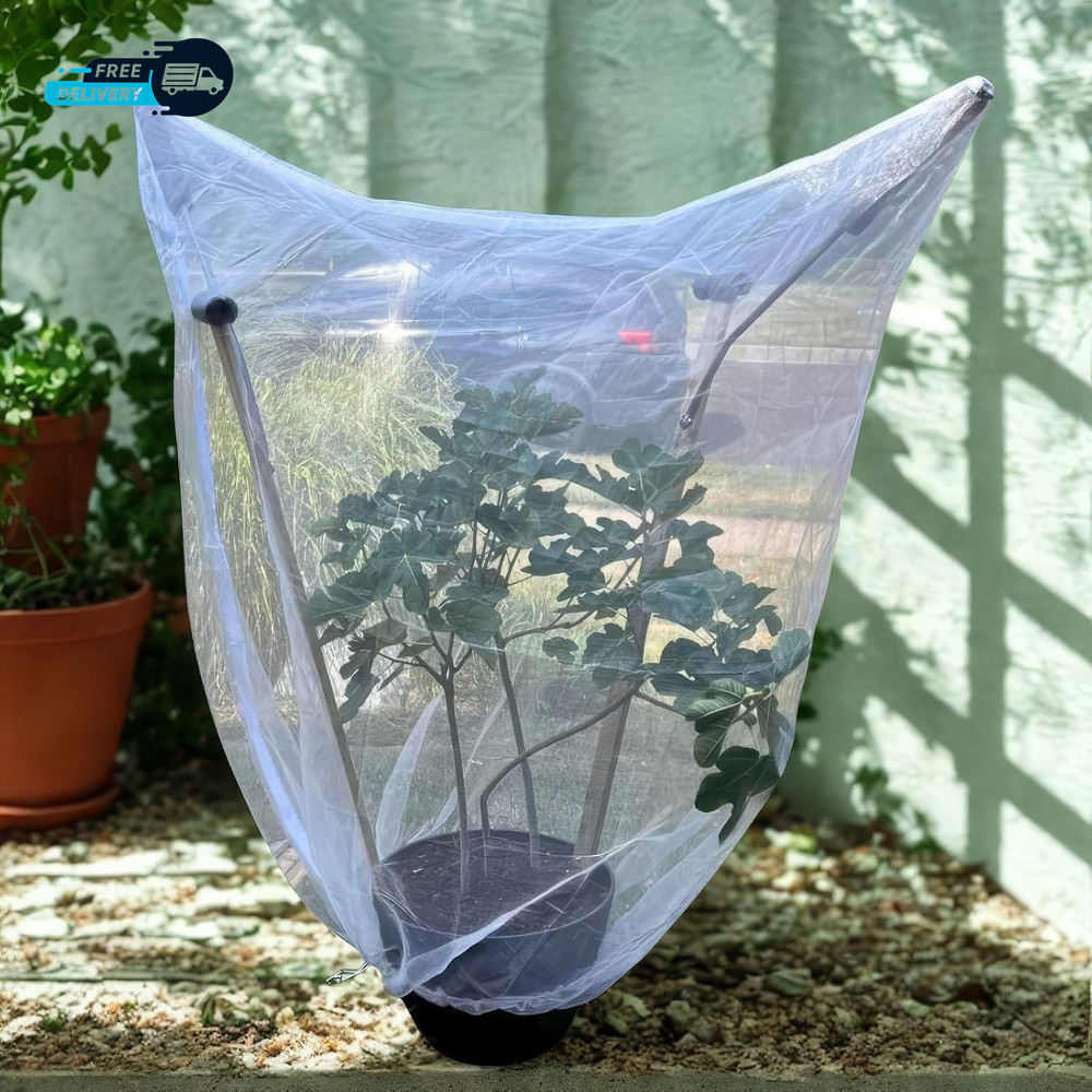 4 Pcs Fruit Tree Netting with Zipper & Drawstring, 4Ft X 4Ft Insect & Bird Netti