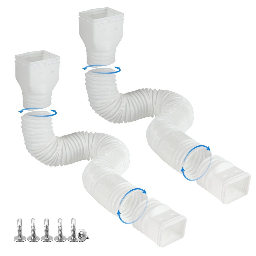 plusgutter White-2pack Rain Gutter Downspout 21 to 68 inches, White