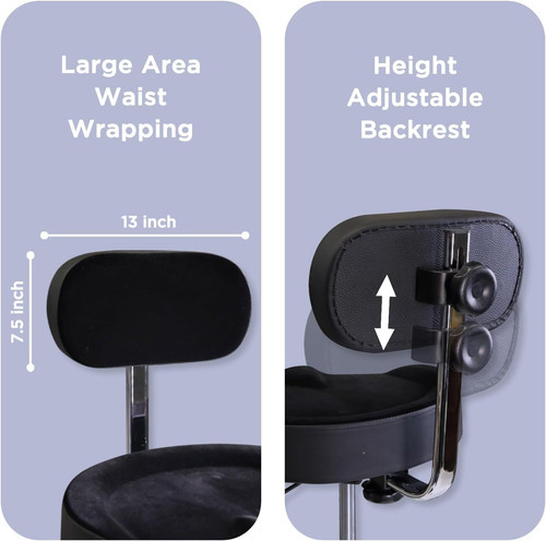 GIOCO Drum Throne with Backrest, 4" Padded Stool, X-Large, Black