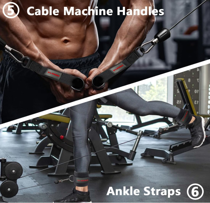 Gym Cable Attachments Set LAT Pull Down Triceps Bar Handle